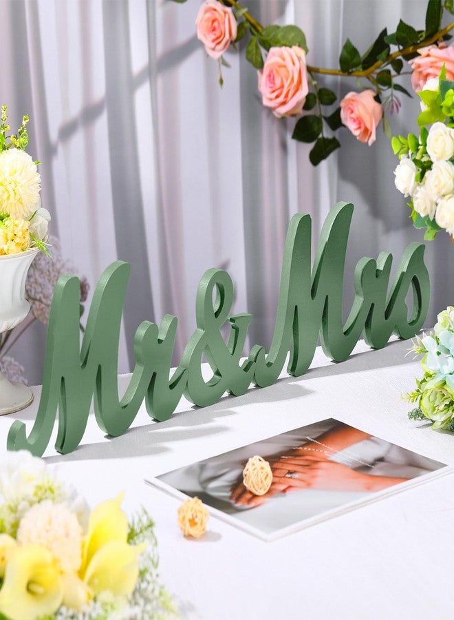 AceOrbit Sage Green Mr & Mrs Sign Table Decor Rustic Wooden Freestanding Letters Table Centerpieces Sage Green Wedding Wooden Photo Booth Props for Wedding Party Decorations Supplies - Image 3